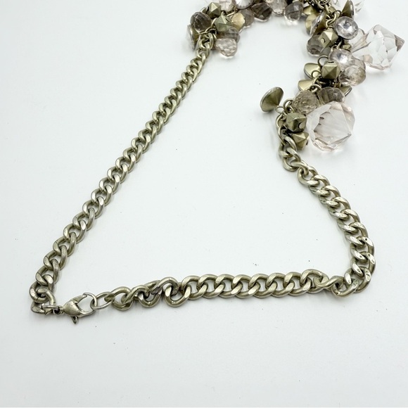 Gold Tone Clear Crystals Bib Necklace - Picture 5 of 7